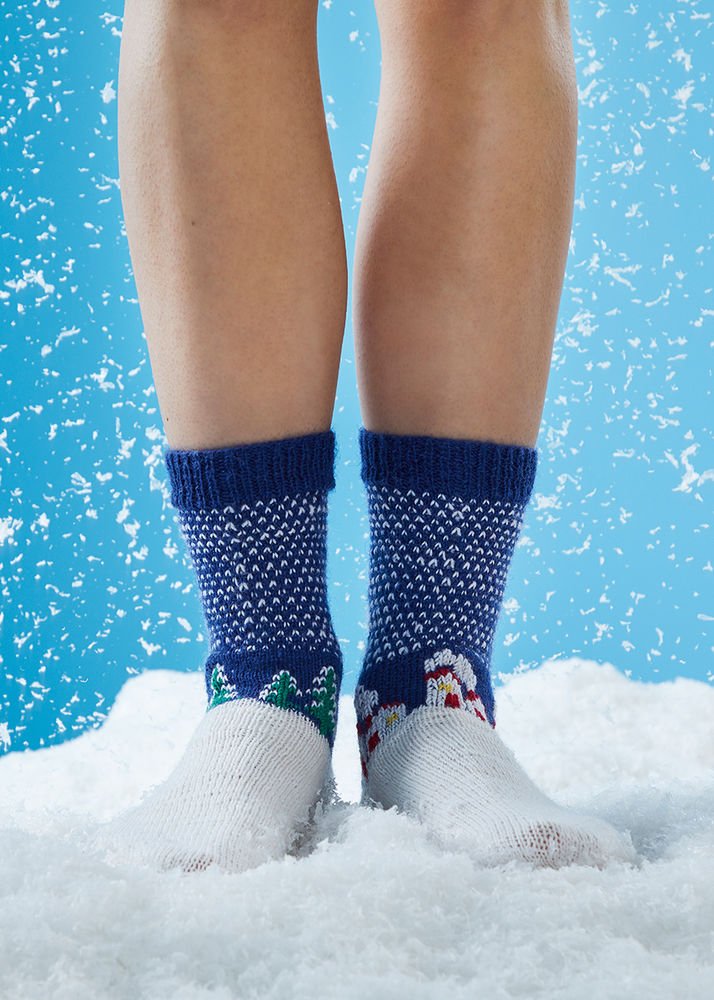 Christmas socks Winter scene, R0370