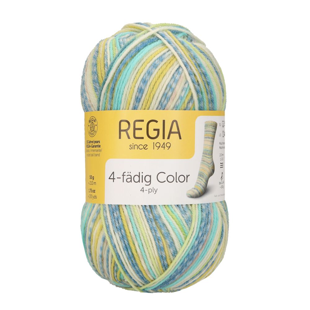 REGIA 4-ply Color 50g 03795 funky turquoise and lime color
